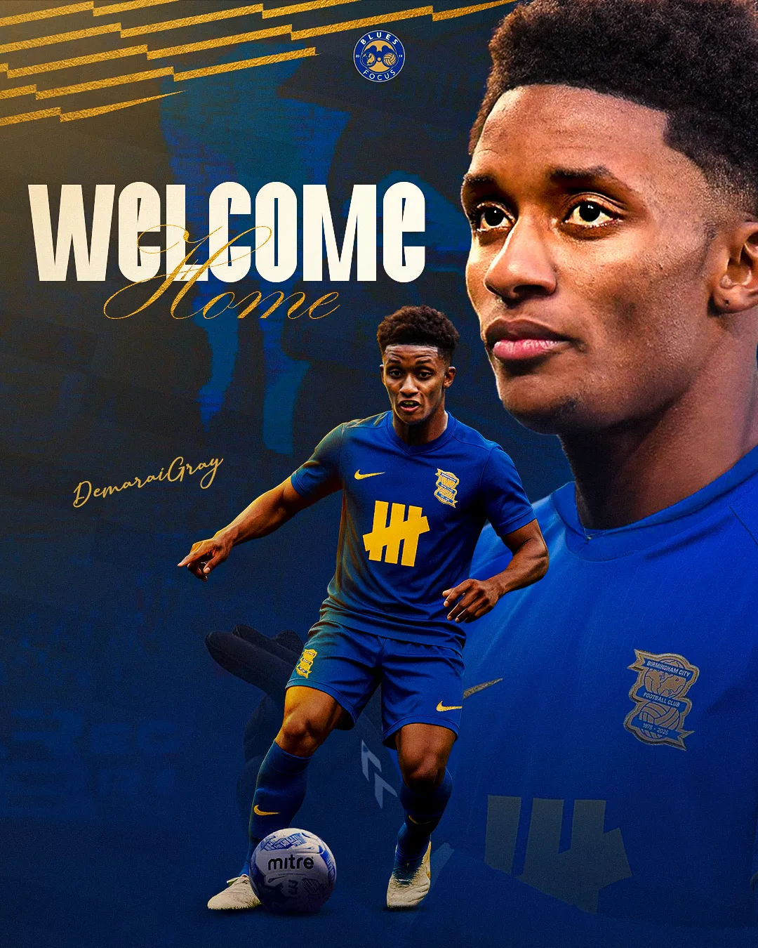 Demarai Gray welcome-home poster — BluesFocus / Birmingham City